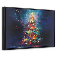 LEINWAND Bilder mit Rahmen - Weihnachtsbaum - Weihnachten - Abstrakt - Farbenfroh - 30x20 - Multicolor, Textil (30/20cm) - MuchoWow