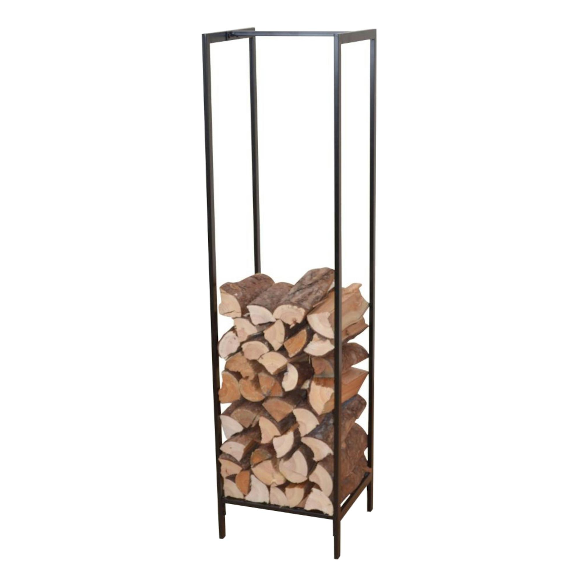 KAMINHOLZREGAL Taarbæk - Schwarz, Metall (35/140/35cm) - [en.casa]