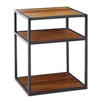 NACHTTISCH – Massivholz/Metall, 40x50x35 cm, hoch, Ablage, Industrial-Stil - Schwarz/Braun, Holz/Metall (40/50/35cm) - KADIMA DESIGN