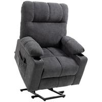 FERNSEHSESSEL mit Aufstehhilfe, Dunkelgrau - Dunkelgrau/Schwarz, Textil/Metall (95/109/91cm) - HOMCOM