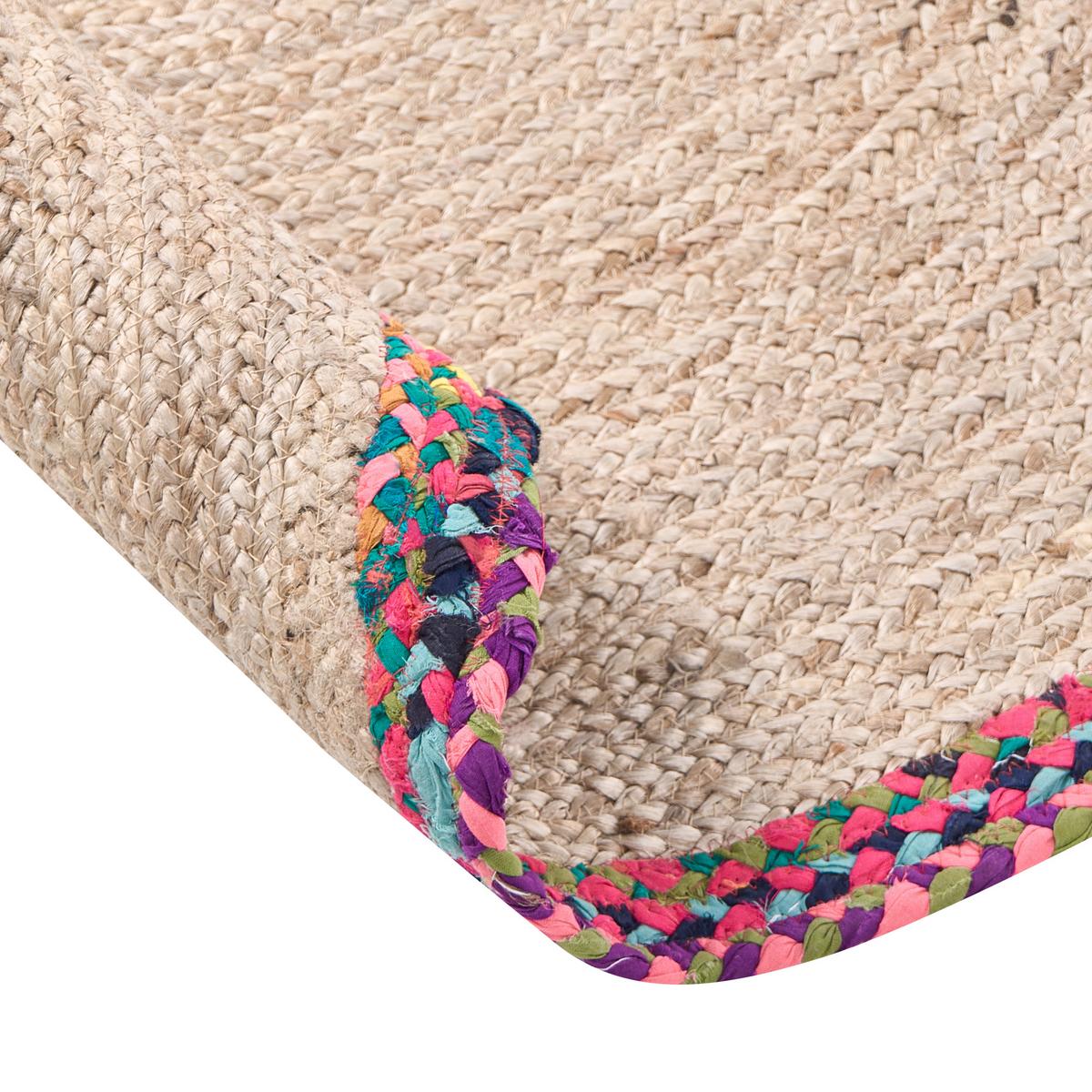 TEPPICH Bunt 120 cm Jute Satara - Beige, Textil (120/120cm) - Beliani