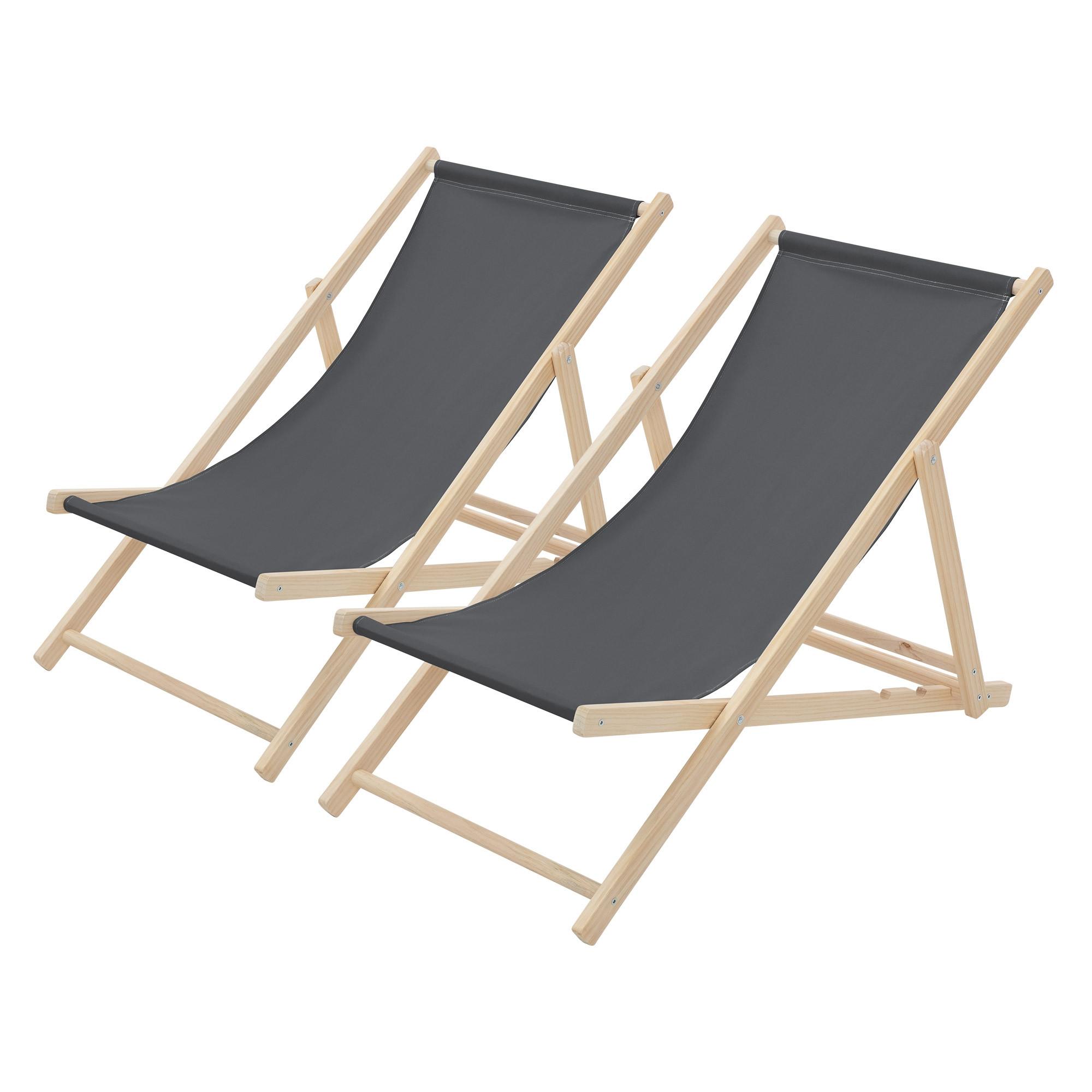 LIEGESTUHL samt Anthrazit 2er Set - Dunkelgrau, Holz (57.5/83/100cm) - ECD-Germany