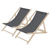 LIEGESTUHL samt Anthrazit 2er Set - Dunkelgrau, Holz (57.5/83/100cm) - ECD-Germany