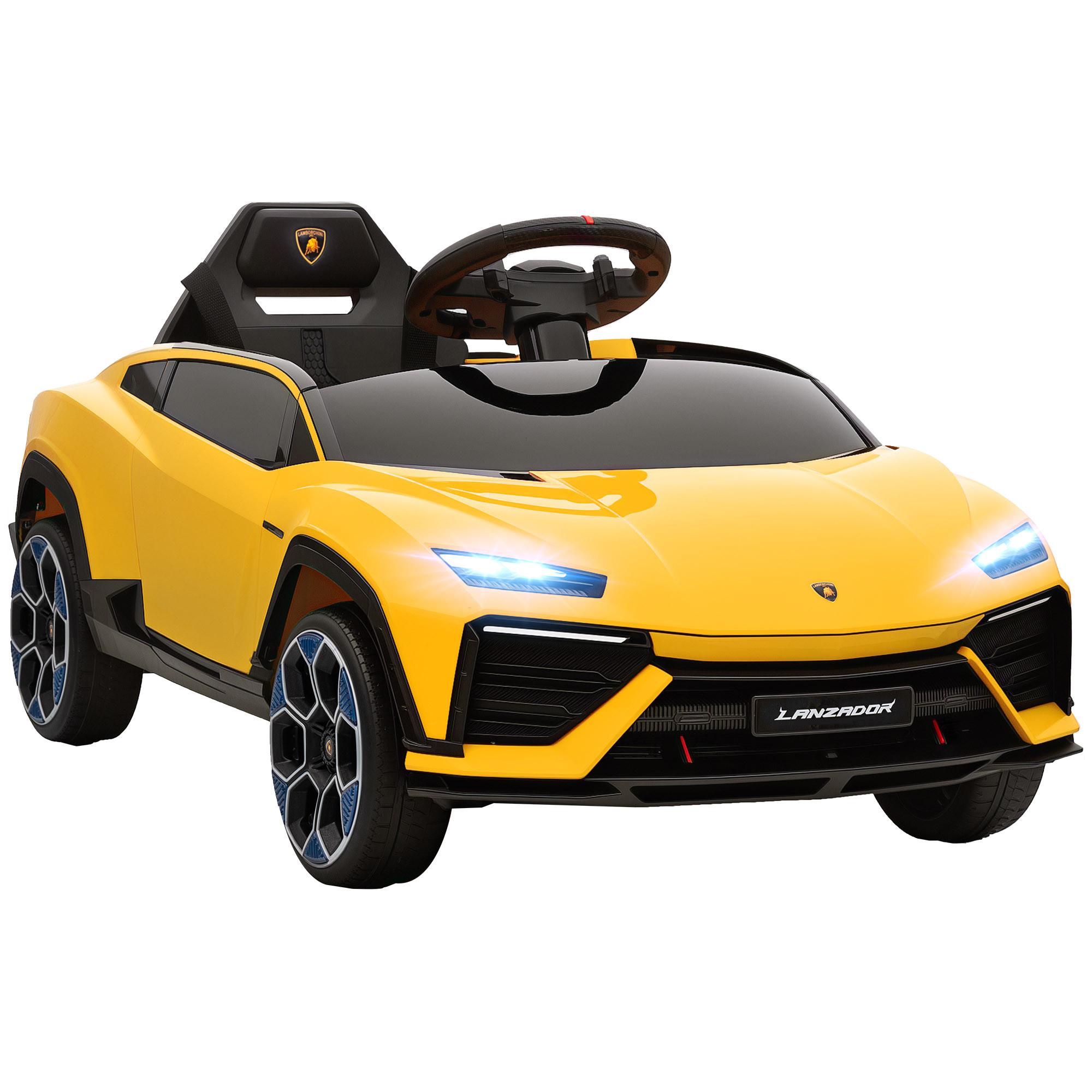KINDER-ELEKTROAUTO 12V Kinderauto mit 2,4 GHz Fernbedienung, 2 Motor LED, Musik - Gelb, Kunststoff (101.5/49/43cm) - AIYAPLAY