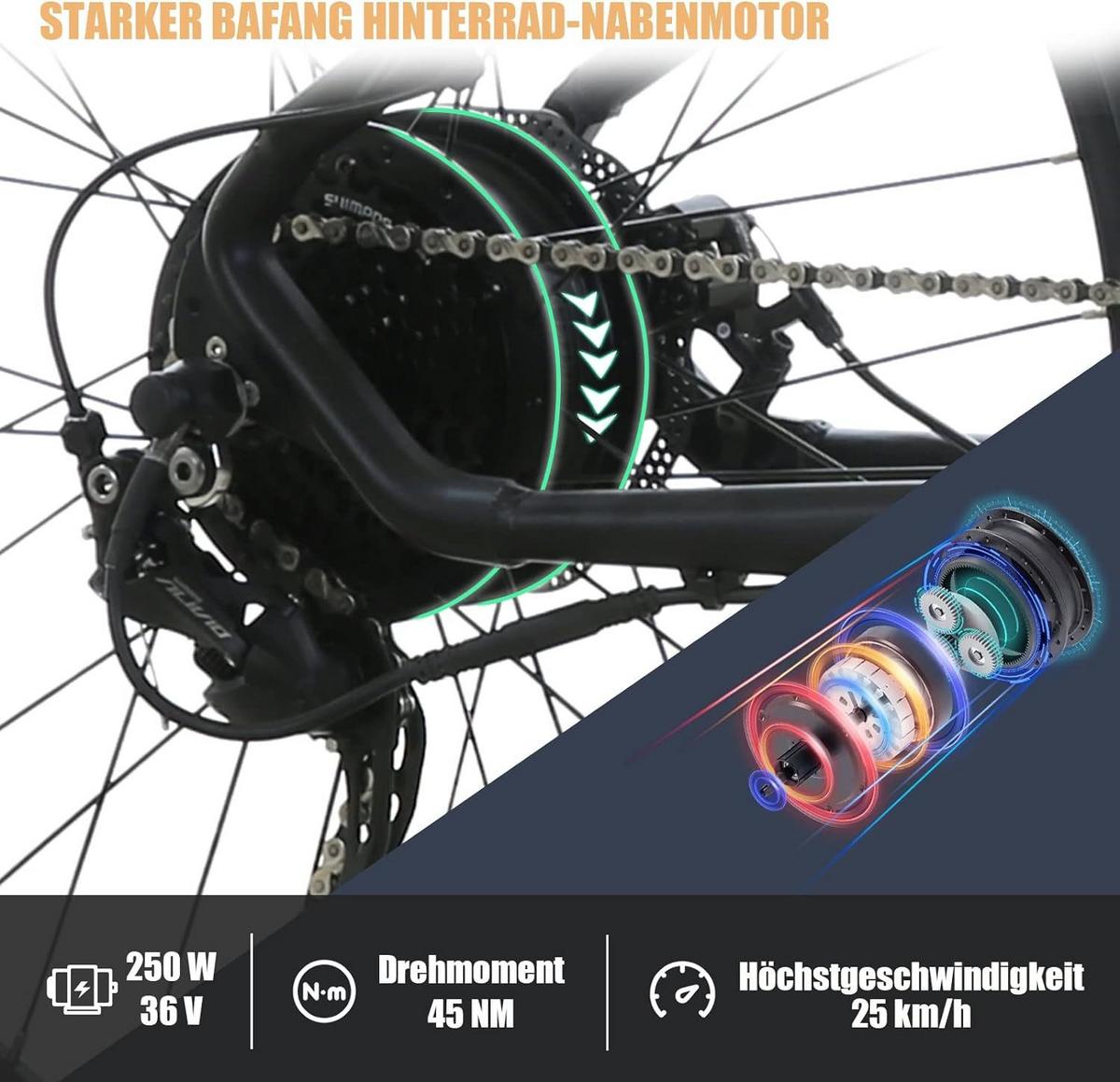 ELEKTROFAHRRAD 27,5 Zoll 25km/h Reichweite 50-90 km - Blau, Metall (125cm) - Nettlife
