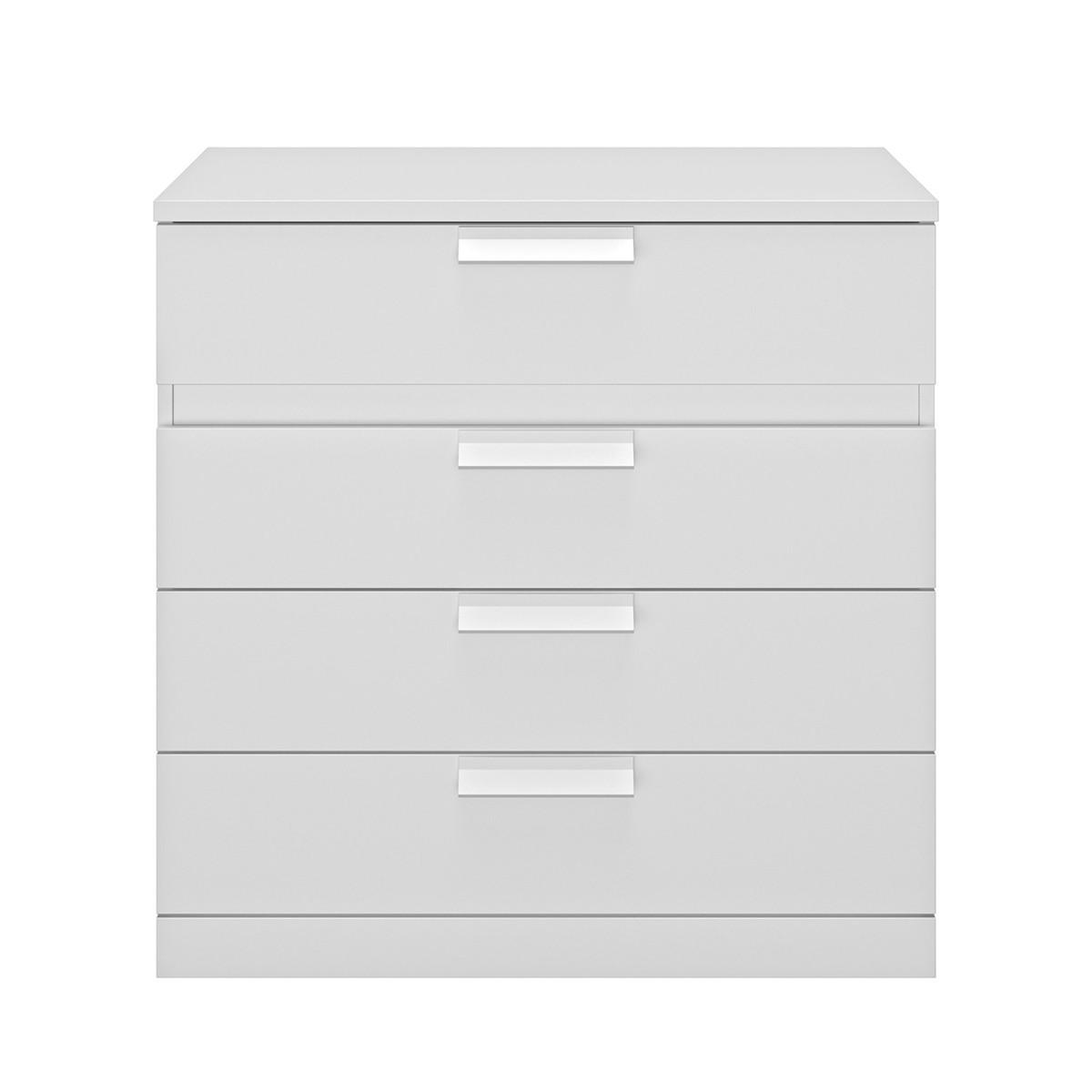 KOMMODE 4 Schubladen Cyrus - Französische Herstellung - 81/45/81 cm - Weiß, Holzwerkstoff (45/81/45cm) - Calicosy