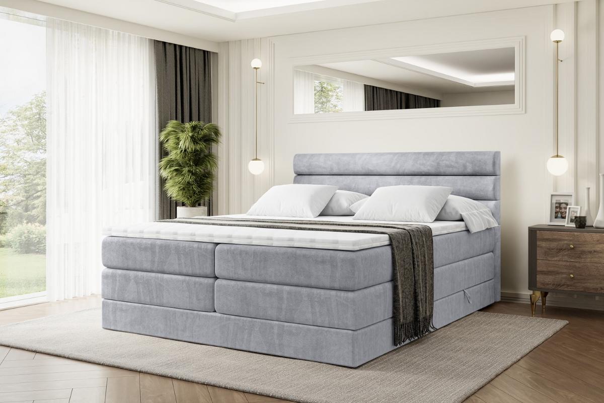 BOXSPRINGBETT CELESTIA KING - 140x200 - H3/H4 - Hellgrau - Hellgrau, Holzwerkstoff (140/200cm) - ALTDECOR