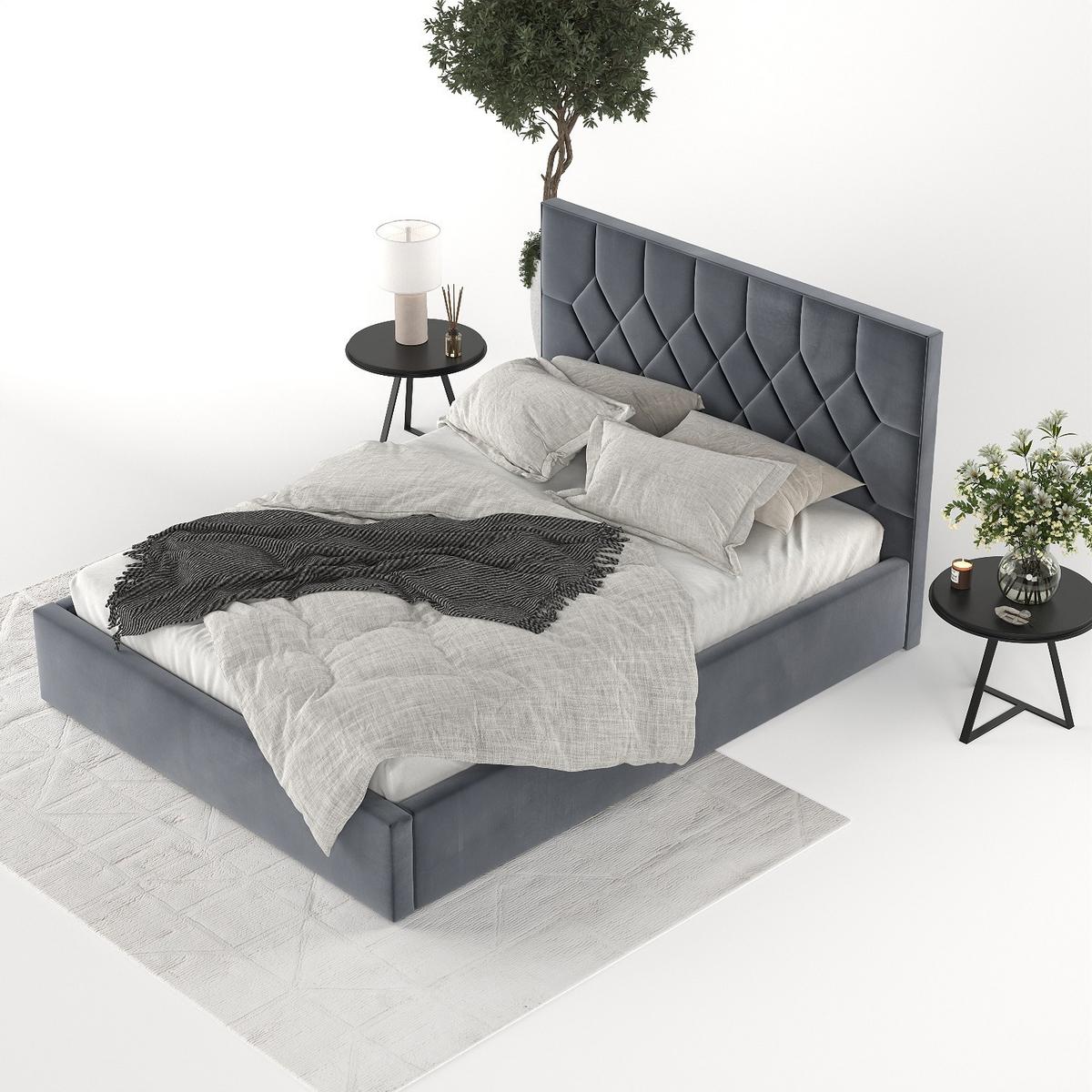 POLSTERBETT Brisa 160/200 cm Dunkelgrau im Kronos Stoff - Dunkelgrau/Schwarz, Holz/Holzwerkstoff (160/200cm) - AltaBeds