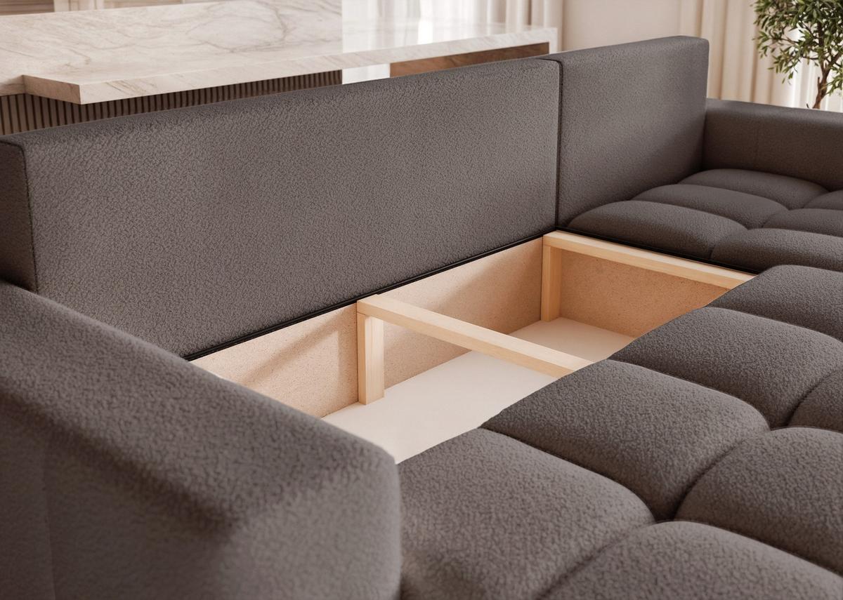 ECKSOFA OFI mit Schlaffunktion und Bettkasten Dunkelgrau - Dunkelgrau, Holzwerkstoff/Kunststoff (248/145cm) - Idohome