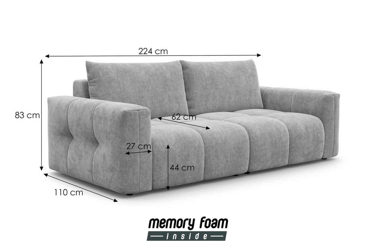 SOFA VERONA 3-Sitzer, Beige - Beige/Schwarz, Holz/Textil (224/83/110cm) - Courtois Laville