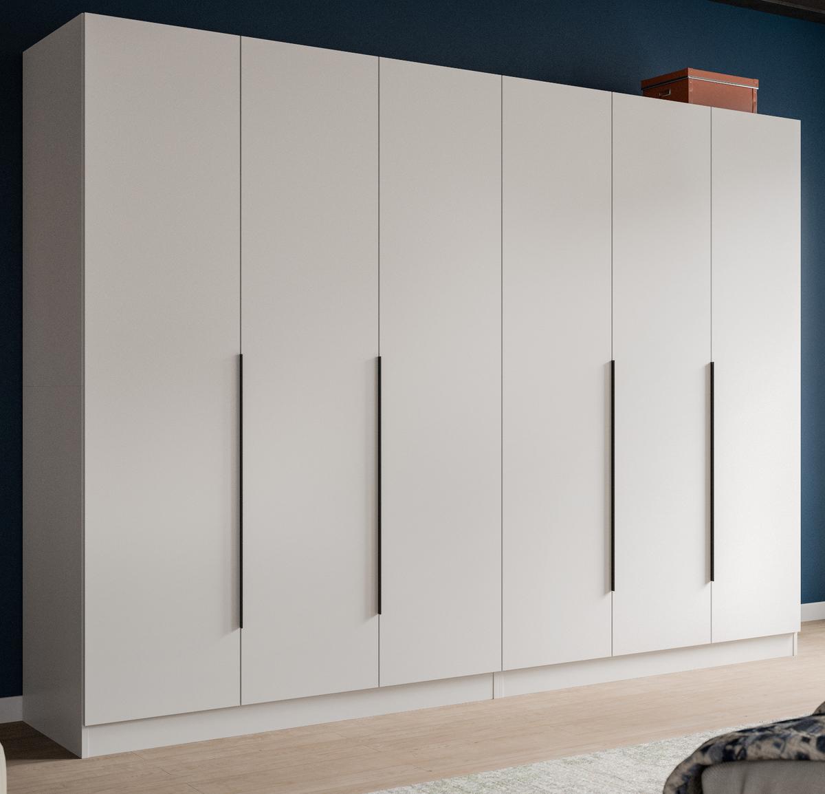 KLEIDERSCHRANK weiß 6-türig 240 x 181 cm, Drehtürenschrank mit Kleiderstange - Schwarz/Weiß, Holzwerkstoff/Kunststoff (240/181/52cm) - Inn.Furn