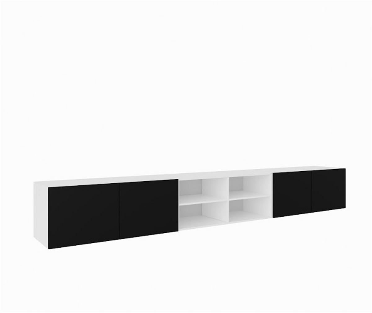 LOWBOARD MIVO 300/41/40 cm, Hängender TV-Schrank Weiß / Schwarz - Schwarz/Weiß, Holzwerkstoff (300/41/40cm) - MASSENO