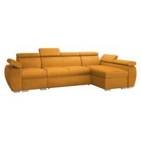 ECKSOFA Boston LCP, Seite: Rechts 1P(65)+2R+LCP - Currygelb/Silberfarben, Holz/Textil (320/170cm) - MIRJAN24