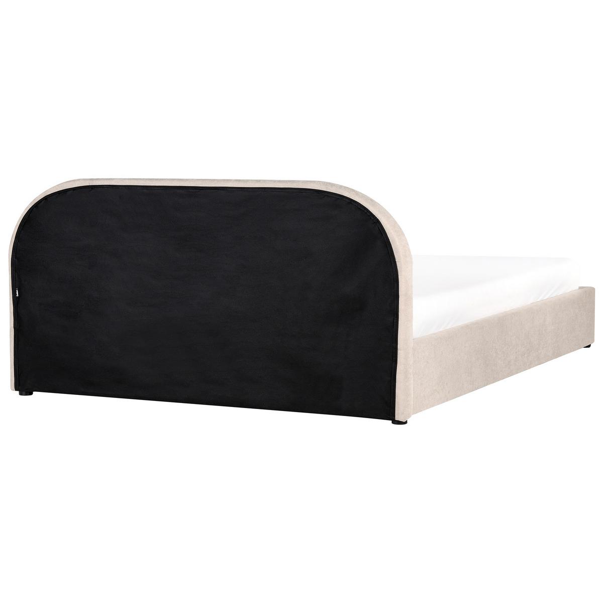 BETT mit Stauraum 180/200 cm Chenillegewebe Hellbeige Quillien - Beige, Textil (180/200cm) - Beliani