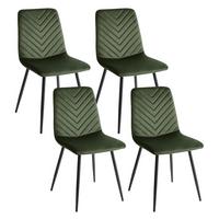 ESSZIMMERSTUHL 4er-Set Samtstoff Olivgrün Havre - Schwarz/Grün, Textil (45/88/62cm) - Beliani