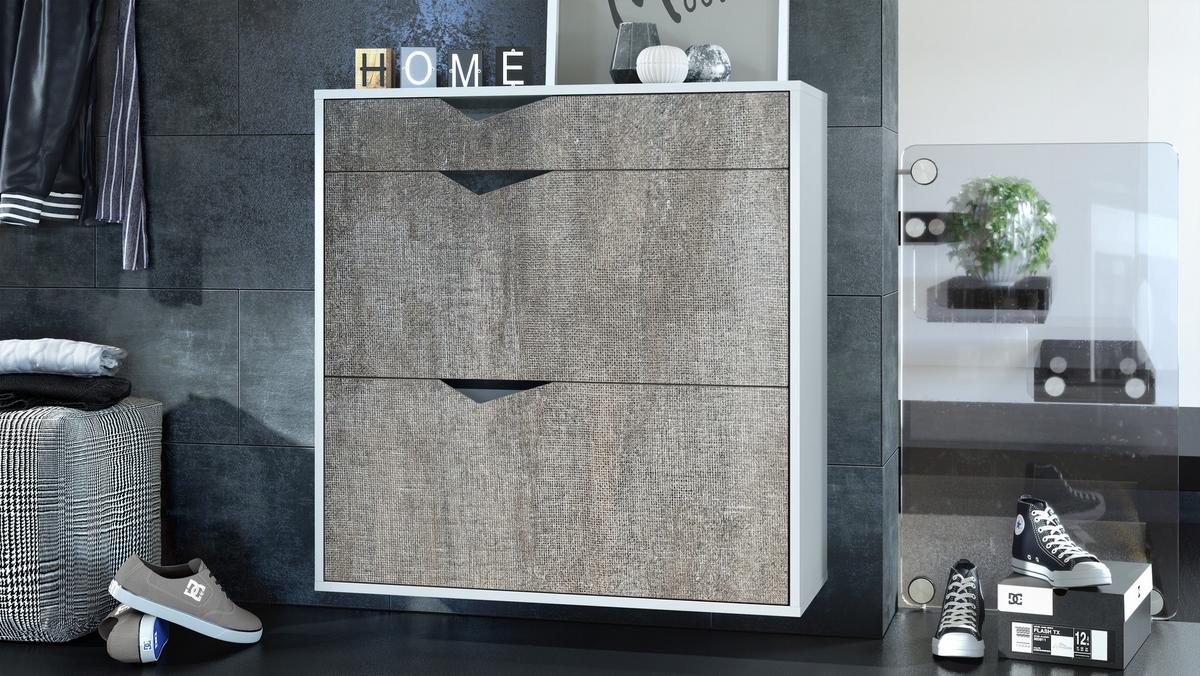SCHUHSCHRANK Kolmio Fronten in Braun meliert - Graubraun, Holzwerkstoff (85/87/33cm) - Vladon