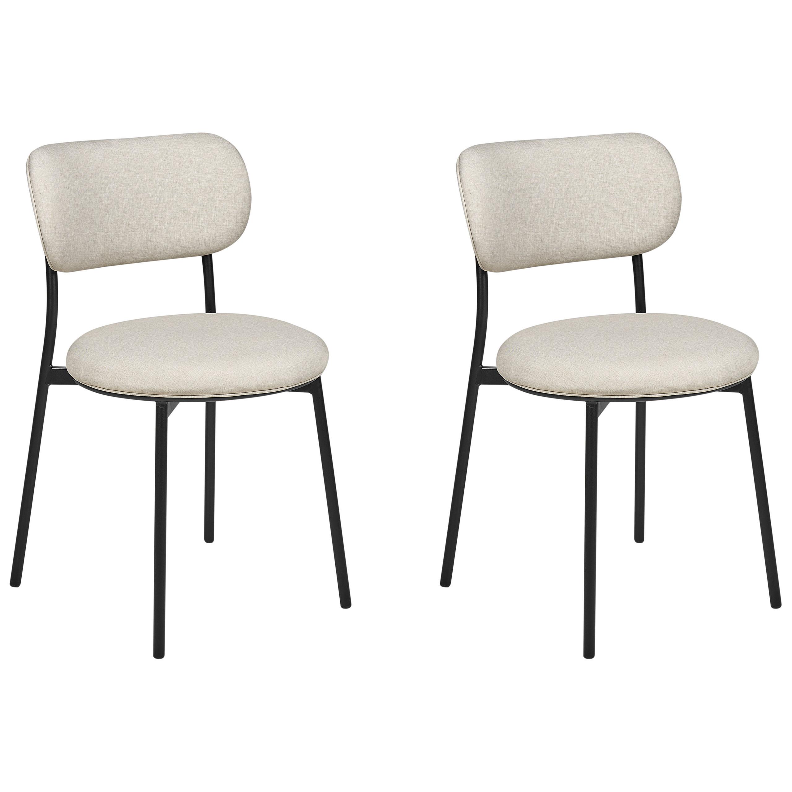 ESSZIMMERSTUHL 2er-Set Stoff hellbeige/schwarz Casey - Beige/Schwarz, Textil (43/76/44cm) - Beliani