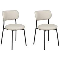 ESSZIMMERSTUHL 2er-Set Stoff hellbeige/schwarz Casey - Beige/Schwarz, Textil (43/76/44cm) - Beliani