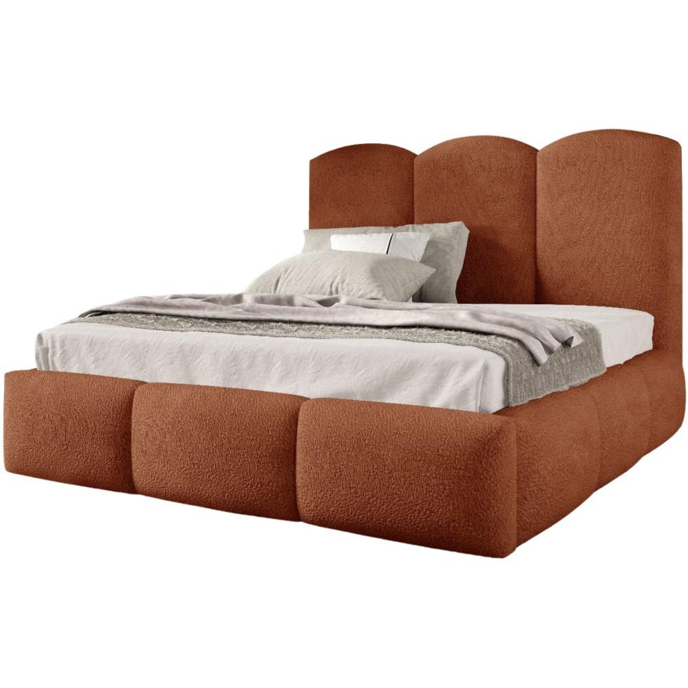 POLSTERBETT Bero, 200x200, Bouclé-Stoff, Ziegelrot - Rostfarben, Textil (200/200cm) - Beautysofa