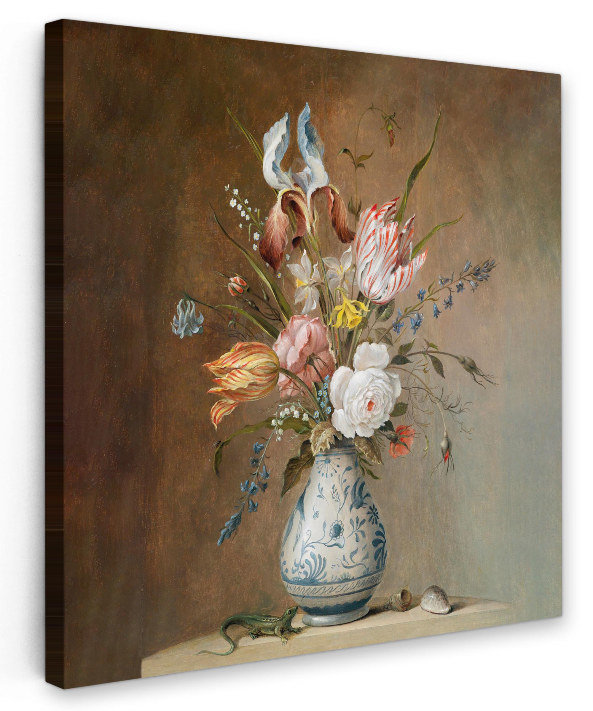 LEINWANDBILD Alte Meister - Blumen - Balthasar van der Ast Wandbild Wohnzimmer 50x50 cm - Hellbraun, Textil (50/50cm) - MuchoWow