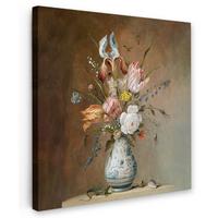 LEINWANDBILD Alte Meister - Blumen - Balthasar van der Ast Deko Wohnzimmer 20x20 cm - Hellbraun, Textil (20/20cm) - MuchoWow