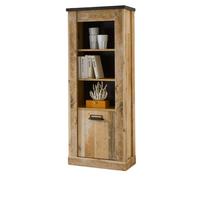 REGALSCHRANK Used Wood hell, anthrazit 51 cm, Regal mit Soft-Close - Anthrazit/Schwarz, Holzwerkstoff/Metall (51/146/38cm) - Furn.Design