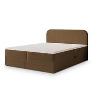 BOXBETT ARMEL 180x200 cm mit Matratze und Topper - Braun - Braun, Holz (180/200cm) - MASSENO
