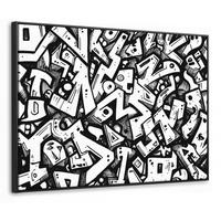 LEINWAND Bilder mit Rahmen - Formen - Buchstaben - Graffiti - Schwarz - 70x50 - Schwarz, Textil (70/50cm) - MuchoWow