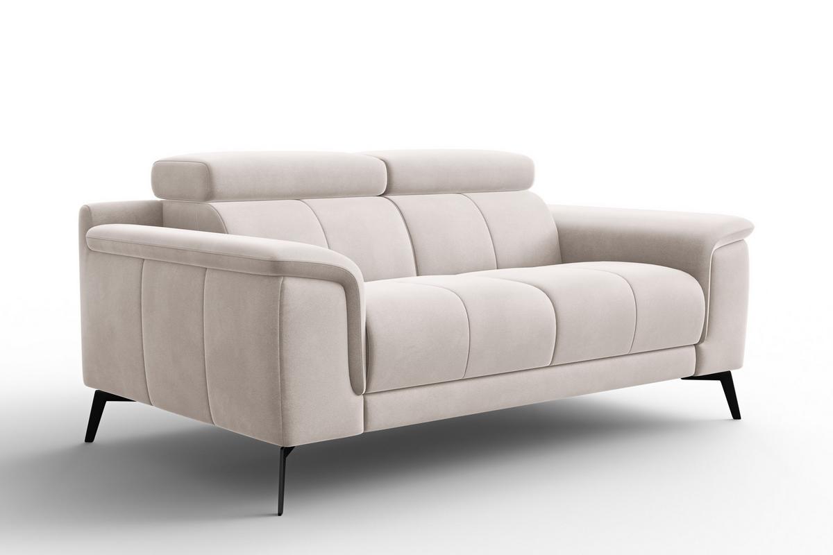 SOFA FIERO 2-Sitzer, Beiger Veloursstoff - Beige/Schwarz, Holz/Textil (170/82/103cm) - Courtois Laville