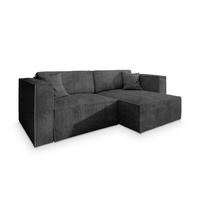 ECKSOFA NERIO P Graphitfarben Kordstoff mit Schlaffunktion - Graphitfarben/Grau, Holz/Kunststoff (245/148cm) - MASSENO