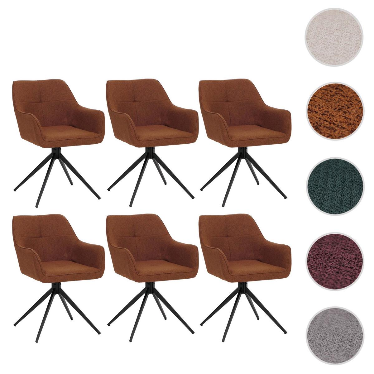 ESSZIMMERSTUHL Schwarz, Orange 6er-Set - Terracotta/Schwarz, Textil (53/80/59cm) - MCW