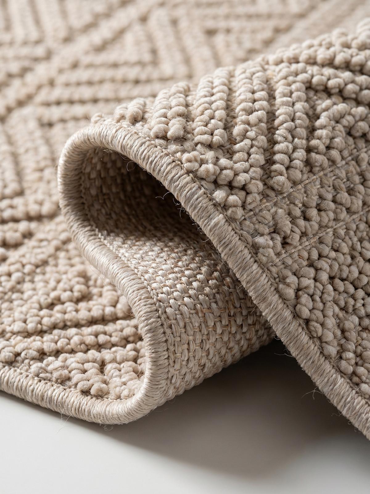 TEPPICH Flachgewebe LANGAU in Beige, mit Ethno-Streifen, Ø 120 cm - Beige, Textil (120/120cm) - KADIMA DESIGN