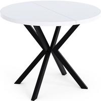 ESSTISCH Valeo runder ausziehbarer, Weiß 120-200/120/76 cm - Schwarz/Weiß, Holzwerkstoff/Metall (200/120/76cm) - WFL GROUP