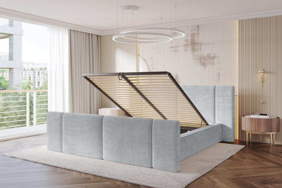 POLSTERBETT mit Bettkasten, Fußteil und Lattenrost, Bett mit Matratze H3/H4 - RIVO-Z 180x200 Grau - Anthrazit, Holzwerkstoff/Textil (180/200cm) - ALTDECOR