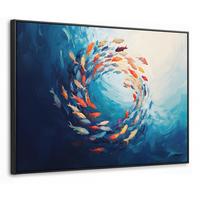 LEINWAND Bilder mit Rahmen - Meer - Fische - Bunt - Dynamisch - 70x50 - Hellblau, Textil (70/50cm) - MuchoWow