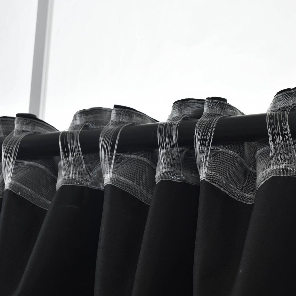 VORHANG 2ER SET BOSTON DARK HxB 175x140 cm Schwarz - Schwarz, Textil (140/175cm) - Gardinenbox