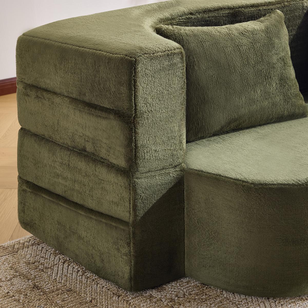 SCHLAFSOFA mikrofaser in olivgrün, faltbares gästebett & montagefrei - Grün, Textil (180/70/55cm) - Urban Meuble