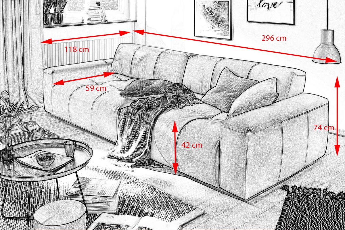 LEDERSOFA MIT SITZTIEFENVERSTELLUNG PALACE Grün Leder Relaxfunktion - Olivgrün/Grün, Leder (298/74/120cm) - KAWOLA