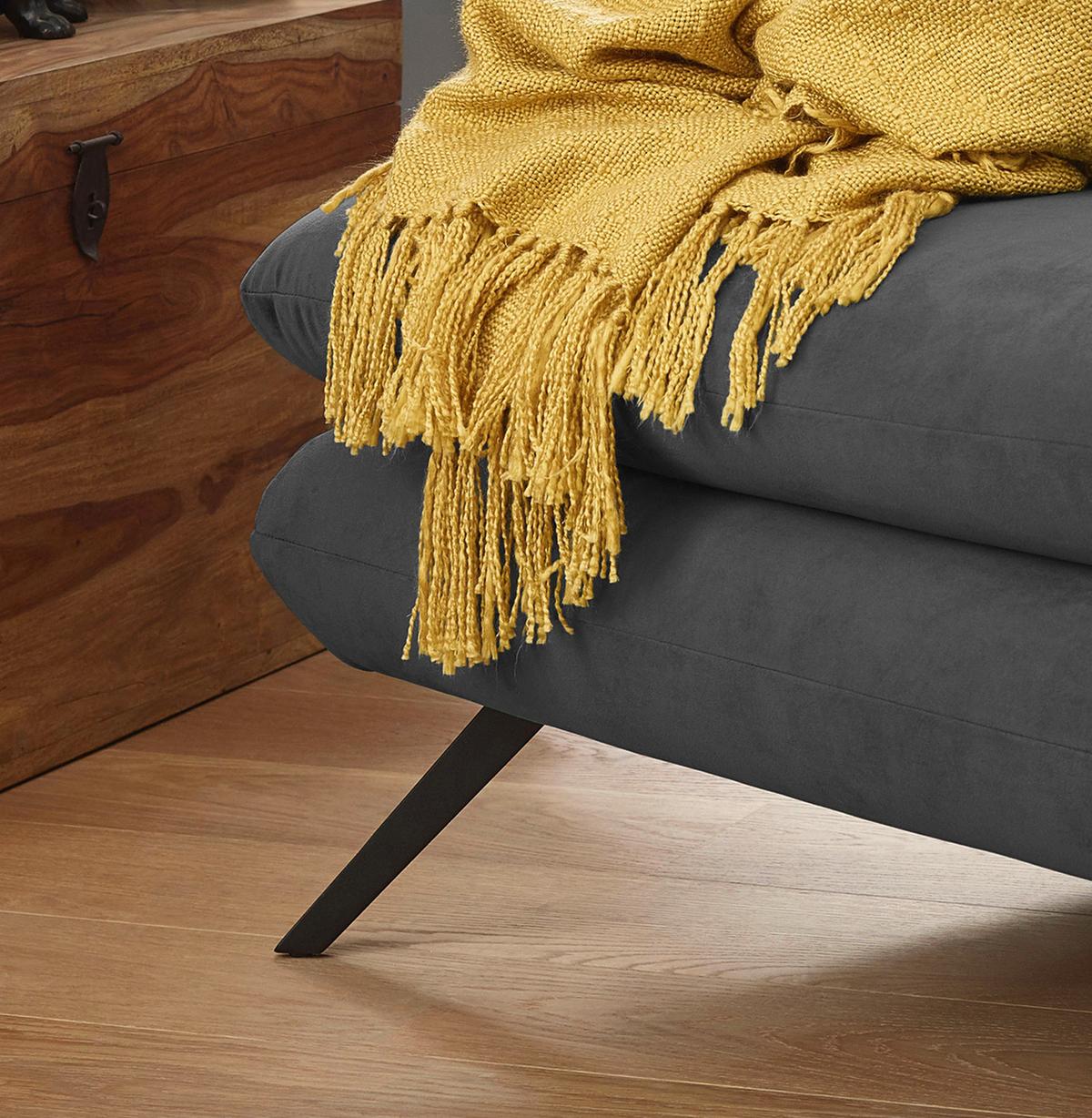 LONGSEAT CHAMRE Schwarz Velvet - Schwarz, Textil/Metall (130/95/160cm) - KAWOLA