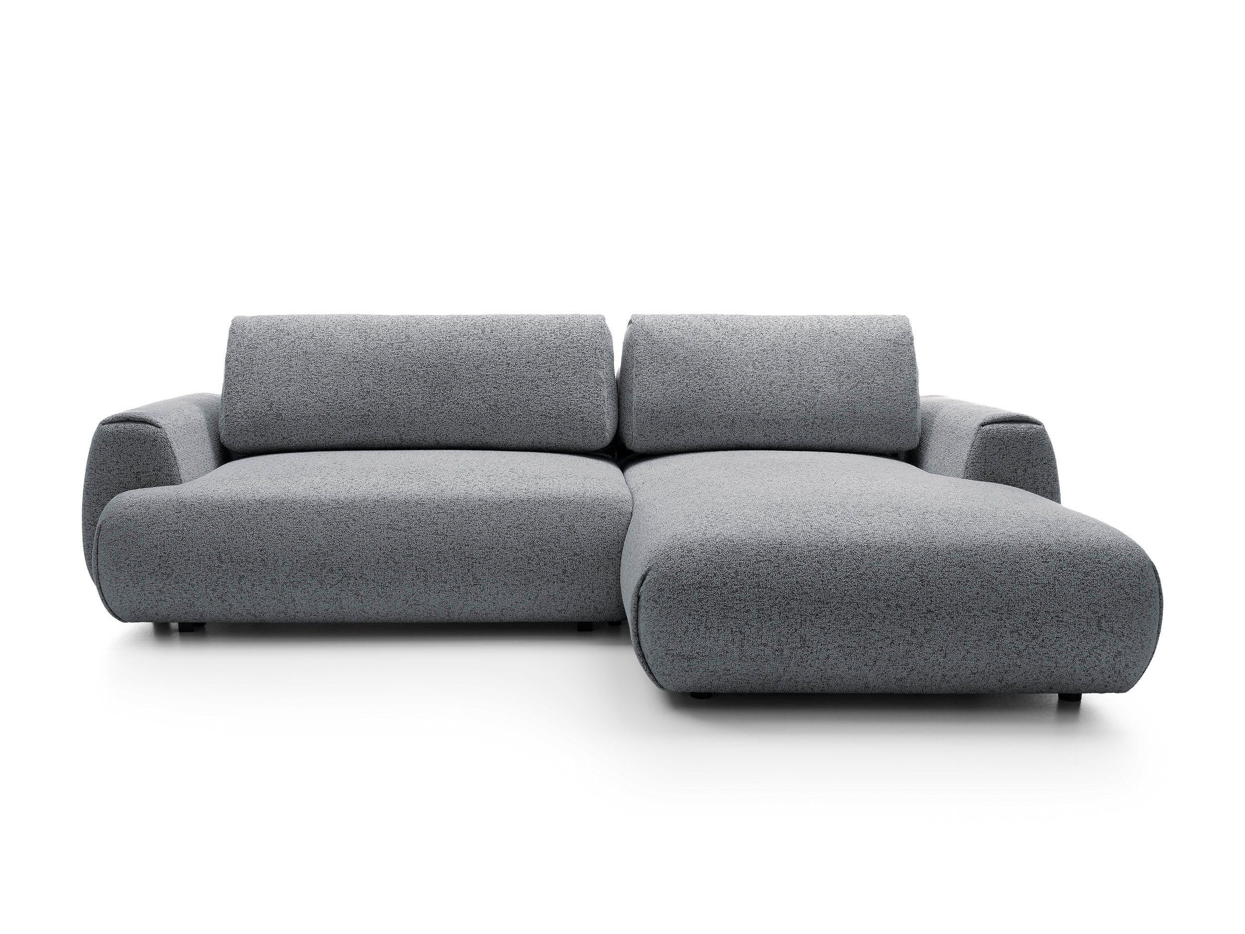 ECKSOFA ZEST Grau Geflochtener Stoff mit Schlaffunktion - Grau, Holz (270/167cm) - MASSENO