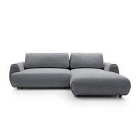 ECKSOFA ZEST Grau Geflochtener Stoff mit Schlaffunktion - Grau, Holz (270/167cm) - MASSENO