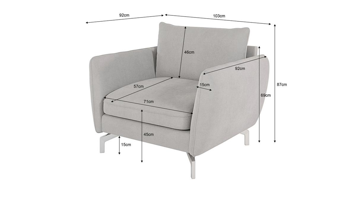 SESSEL Elou Silber Microfaser - Chromfarben/Silberfarben, Holz/Textil (103/87/92cm) - S-Style Möbel