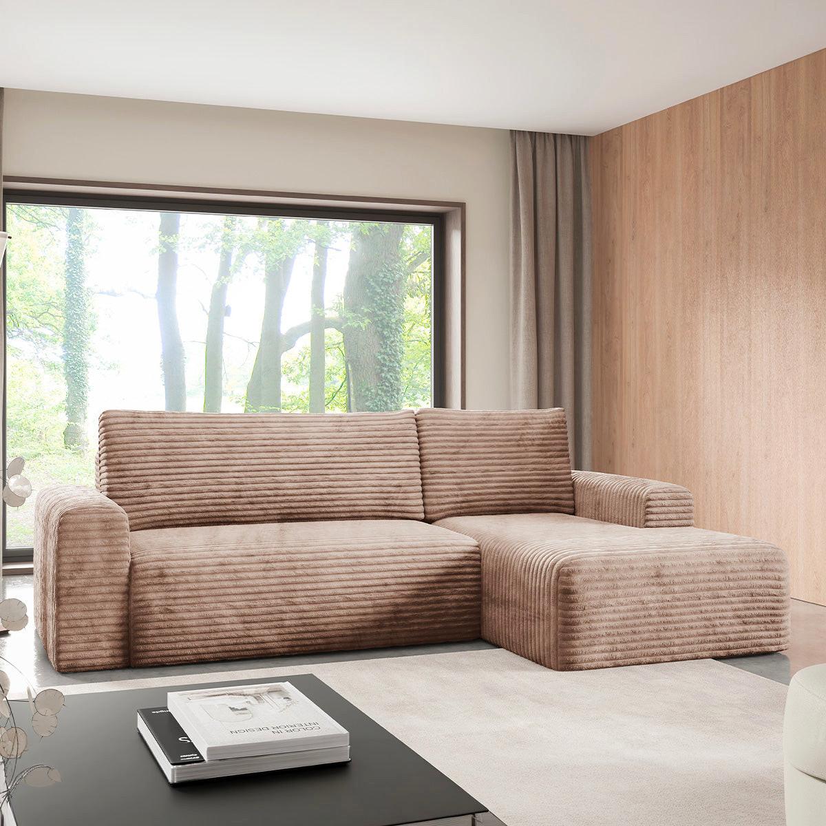 ECKSOFA Romeo 3 Sitzplätze Hellbraun - Braun, Holz (268/163cm) - Petits-meubles