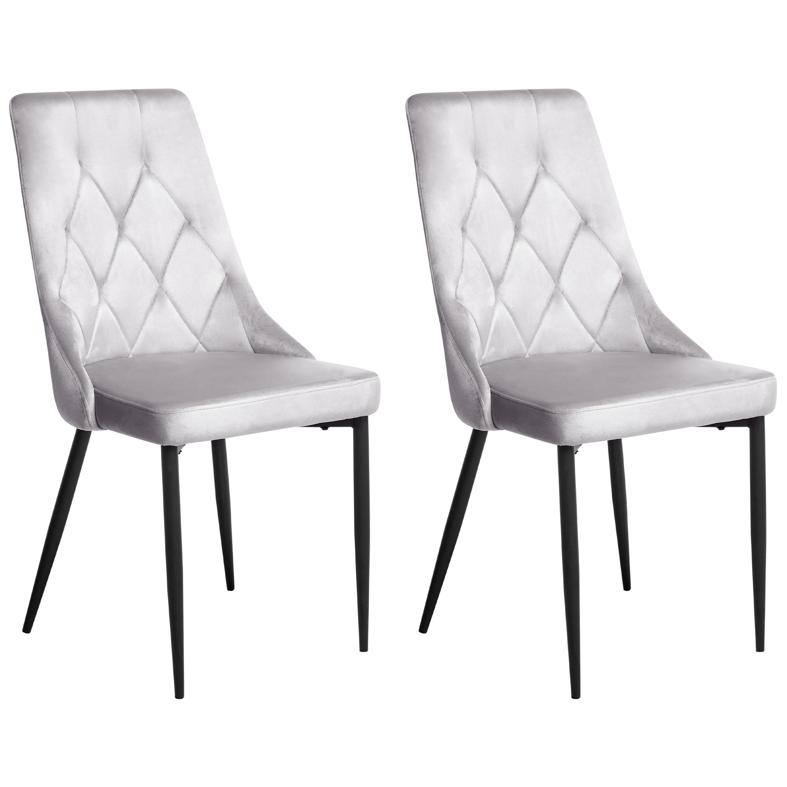 ESSZIMMERSTUHL 2er-Set Samtstoff Hellgrau Avenir - Hellgrau, Textil (49/96/61cm) - Beliani