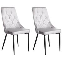 ESSZIMMERSTUHL 2er-Set Samtstoff Hellgrau Avenir - Hellgrau, Textil (49/96/61cm) - Beliani