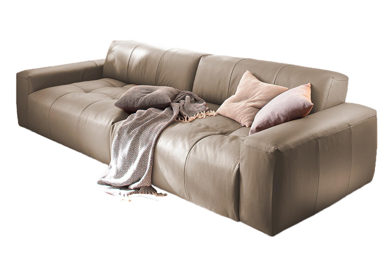 LEDERSOFA MIT SITZTIEFENVERSTELLUNG PALACE Taupe Leder Relaxfunktion - Taupe, Leder (298/74/120cm) - KAWOLA