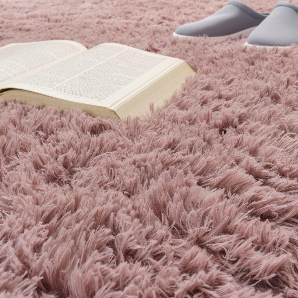 HOCHFLORTEPPICH, einfarbig, aus Polyester, Rosa, Ø 80 cm - Rosa, Textil (80/80cm) - KADIMA DESIGN
