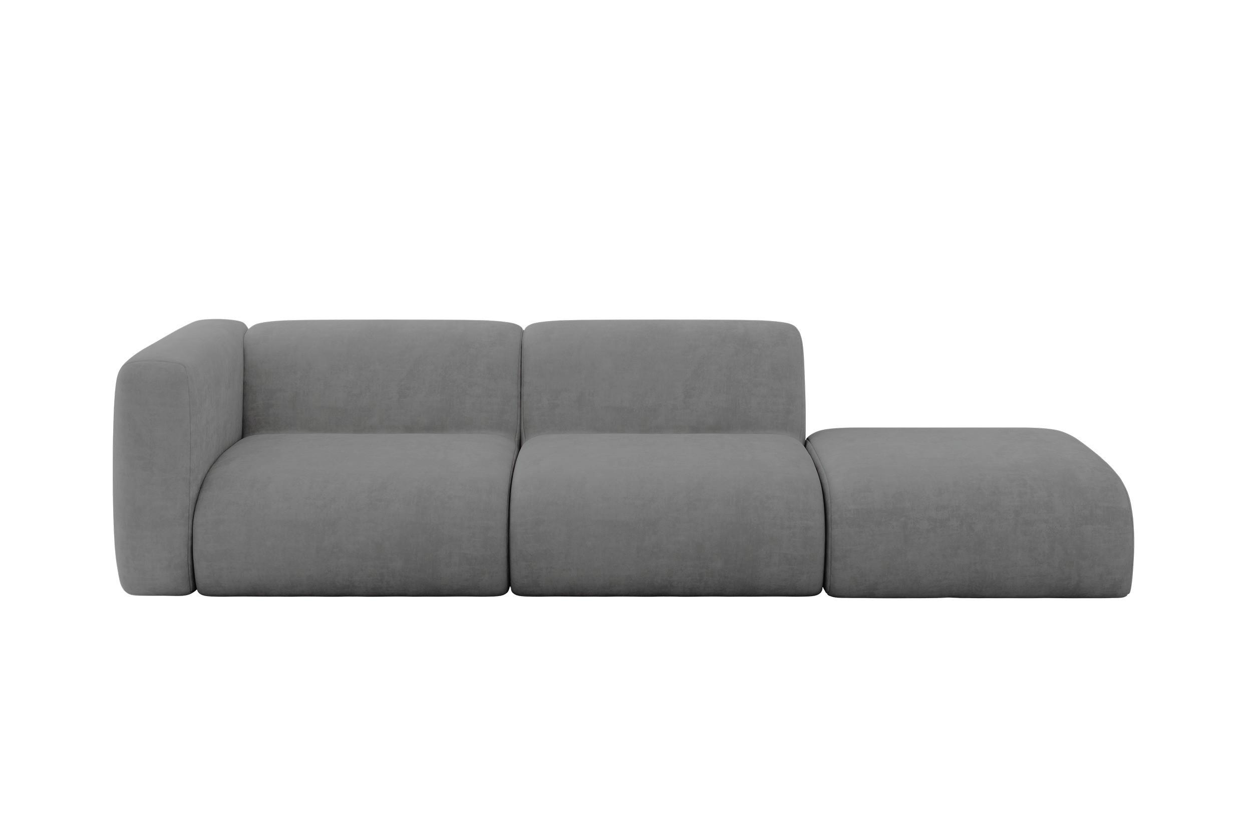 SOFA Ottomane Links MIRA-S3 296x89x70 Grau Velours - Schieferfarben/Schwarz, Holzwerkstoff/Kunststoff (296/70/89cm) - ALTDECOR