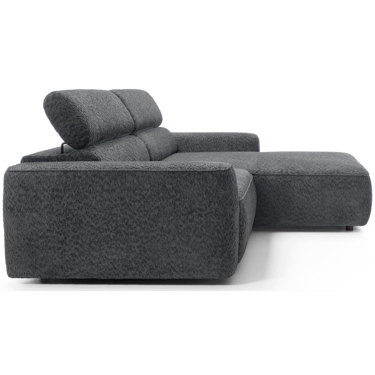 ECKSOFA Fando Dunkelgrau Chenille - Dunkelgrau/Schwarz, Kunststoff/Textil (182/252cm) - Selsey