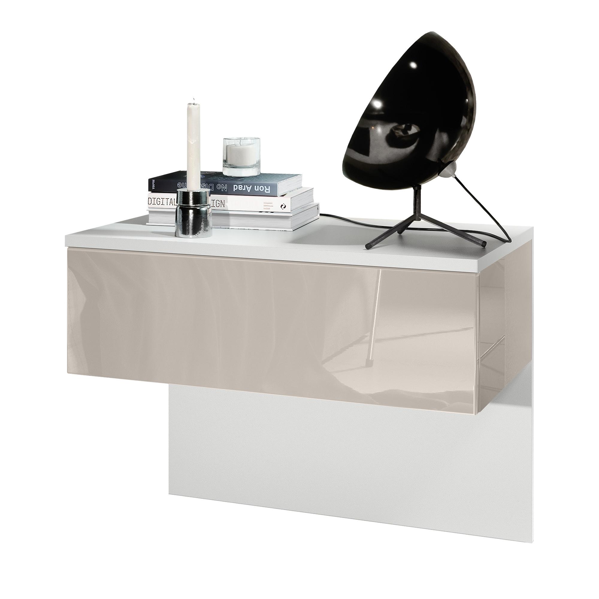 NACHTTISCH Sleep Fronten in Sandgrau Hochglanz - Sandfarben, Holzwerkstoff (60/46/35cm) - Vladon